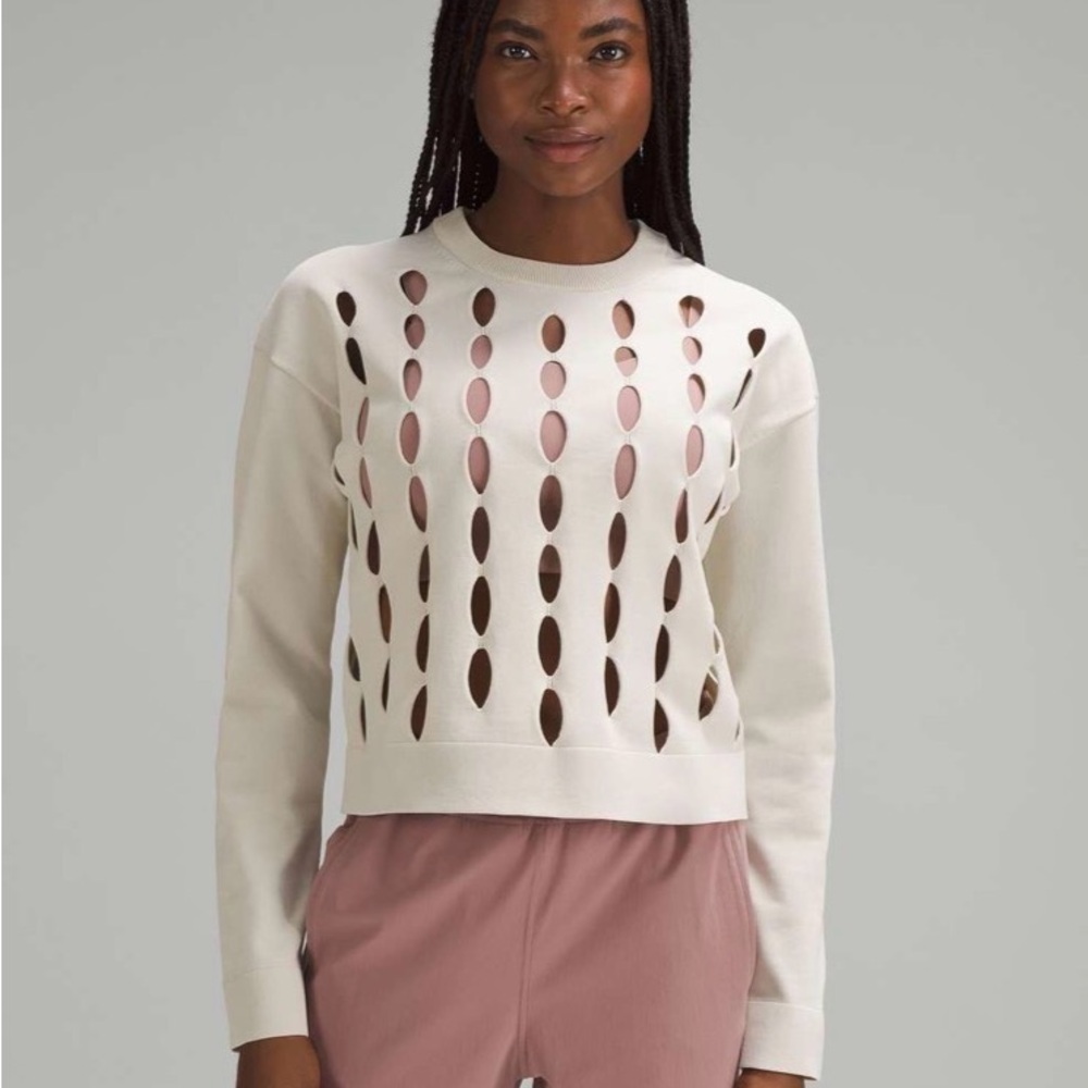 Lululemon Open Hole Mesh Sweater Bone Medium